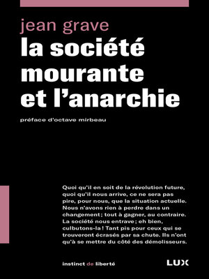 cover image of La société mourante et l'anarchie